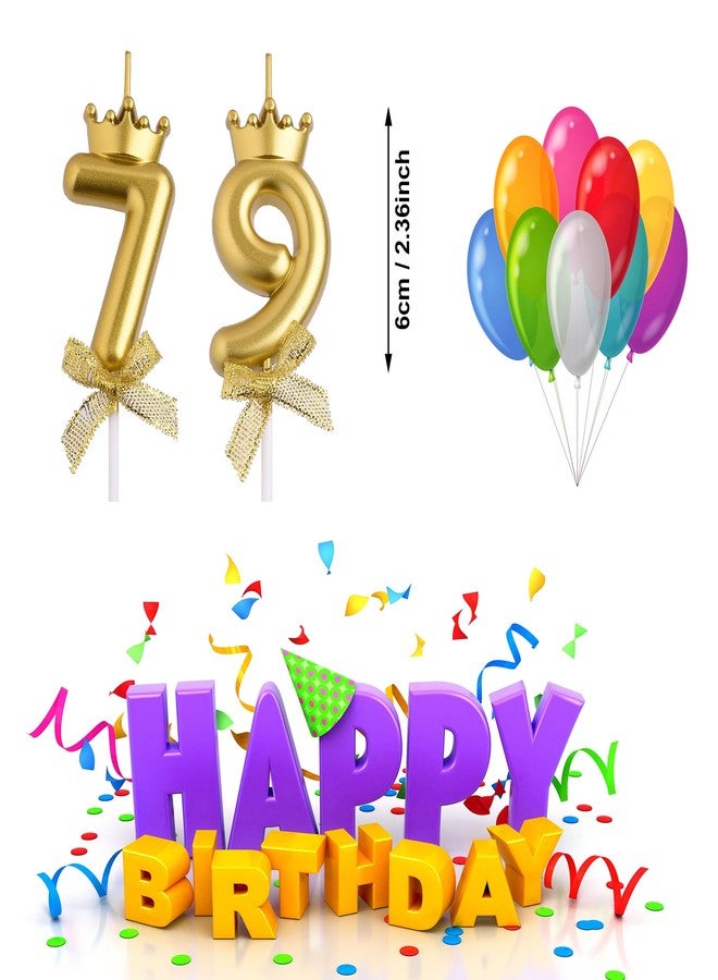 شموع عيد ميلاد VSHILI للذكرى 79 و97، شموع ذهبية تحمل الرقم 97 و79، زينة كعكة عيد ميلاد سعيد، هدايا للنساء والرجال - Image 2